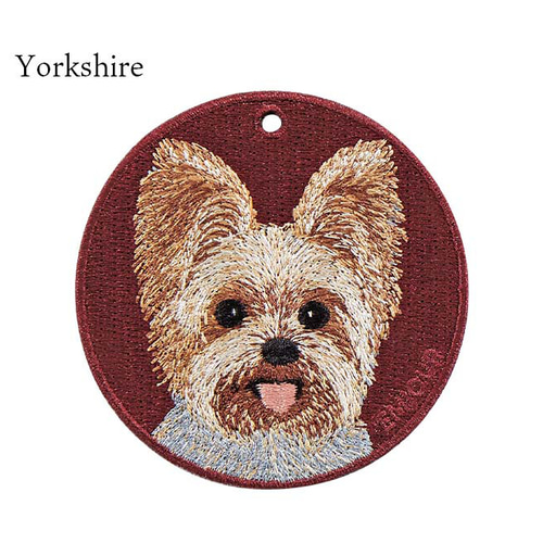 キーホルダー 刺繍 ヨークシャテリア ギフト プレゼント 両面